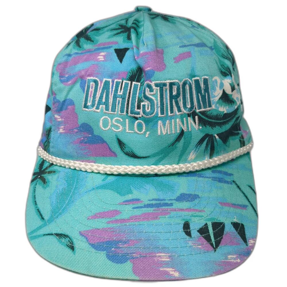 Mohr's 5 Panel Green One Size Rope Snapback Palm Tree Sailboat Purple Pink Hat